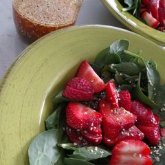 A picture of Grandmas strawberry spinach salad.