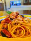 Linguine ai gamberi e olive