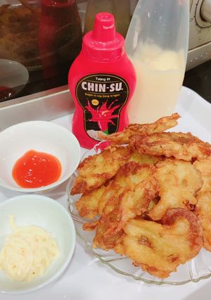 Hình của món Nấm bào ngư lăn bột.