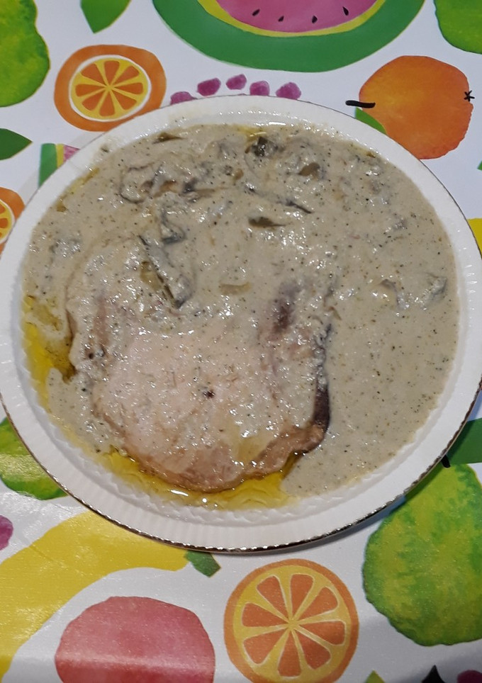 Una foto de Costilla de cerdo & cremoso de paté con cebolla