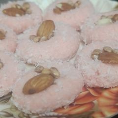 A picture of Roohafza Paneer Peda.