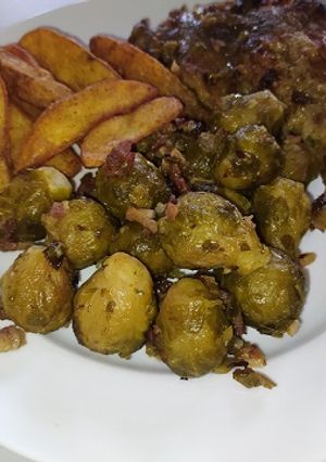 Sült kacsacomb kelbimbóval recept fotója