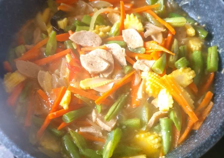 Tumis jagung putren bakso