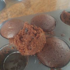 A picture of Moist, dairy-free, eggless chocolate chip cupcakes.