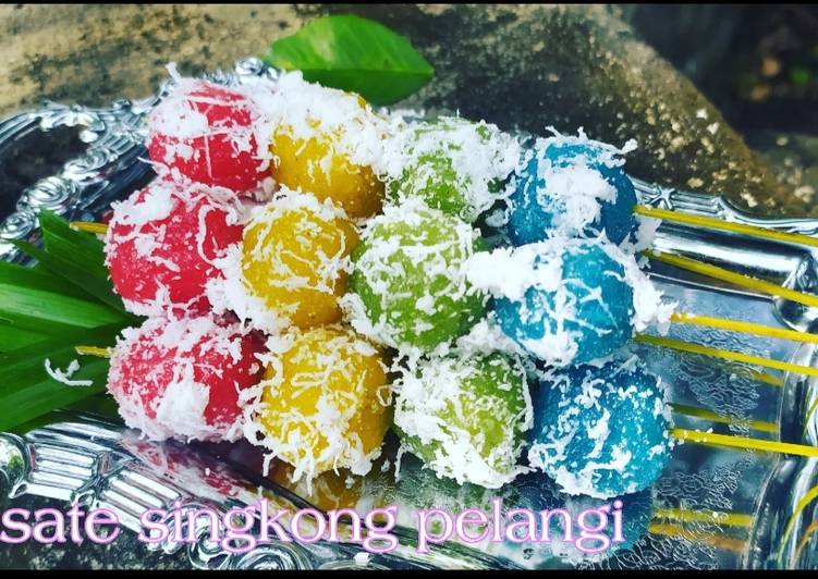 Resep Sate singkong pelangi Anti Gagal