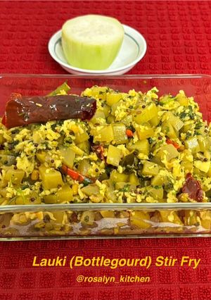 A picture of Lauki (Bottlegourd) Stir Fry.