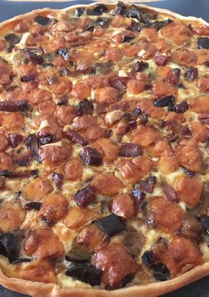 Une photo de Quiche d’aubergines lardons caciocavallo