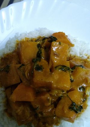 A picture of Ginger butter nut cooked in milk with rice #recipemarathon.