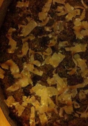Une photo de Gratin courgettes céréales tomates oignons et parmesan