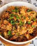 Arroz frito con camarones