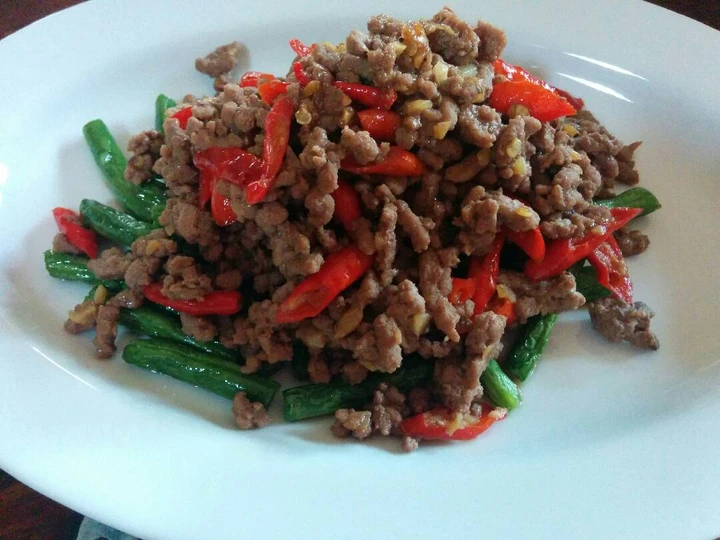 Cara Mudah Membikin Resep  Tumis buncis daging cincang yang Enak Banget, Enak Banget