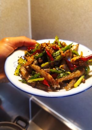 Hình của món Cá bống chiên cay nhậu xay ngất ngây siêu đơn giản.