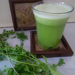 A picture of Bottle gourd-cucumber- coriander juice.