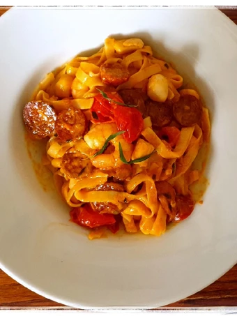 Recipe Seafood pasta with chorizo the Can Spoil the Tongue Tasty