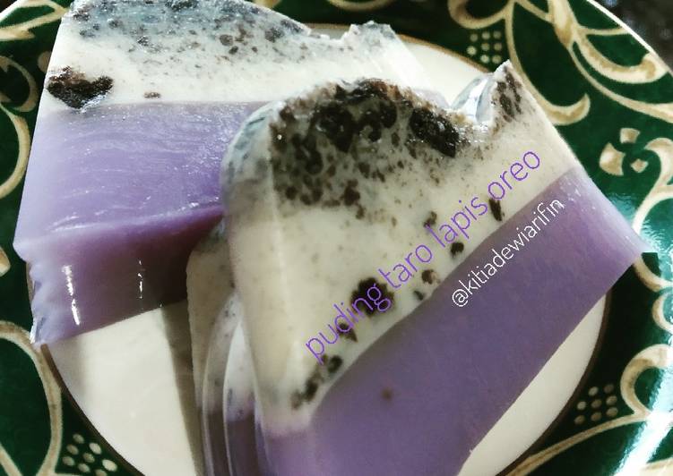 Rahasia Membuat Puding taro lapis oreo yang Lezat