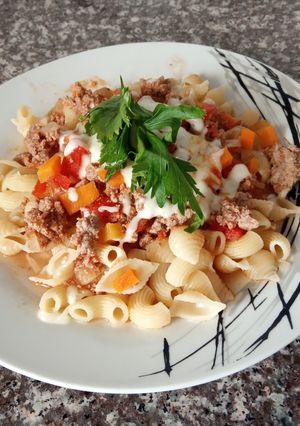 Una foto de Fideos con salsa bolognesa