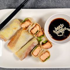 Sweet Heat Salmon Rice Paper Dumpling/Rolls A picture of Sweet Heat Salmon Rice Paper Dumpling/Rolls.
