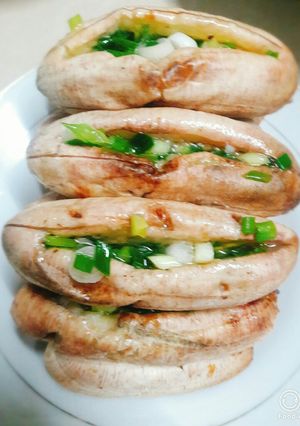 Hình của món Chuối nướng mỡ hành.