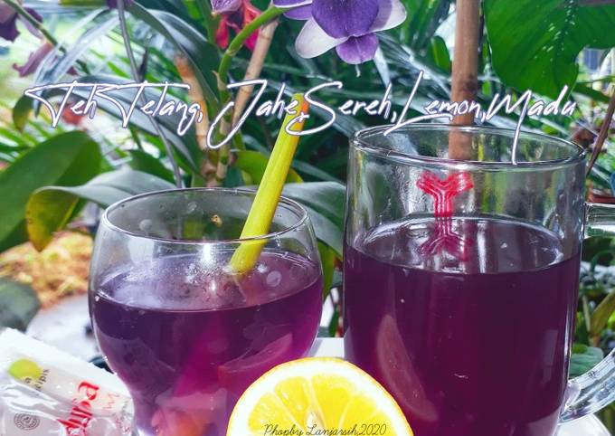 Langkah Mudah untuk Membuat Teh Telang, Jahe, Sereh, Lemon,Madu, Enak