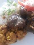 Seco de Cabrito(Goat) con Frejoles Canario a lo Carmelita