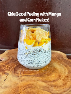 Foto resep Chia Seed Puding with Mango and Corn Flakes!