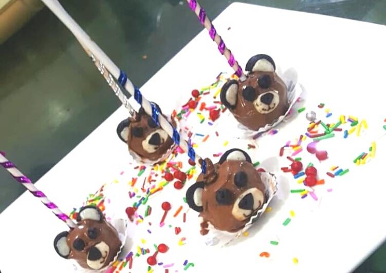 Easiest Way to Make Quick Choco bear cake pops😋
