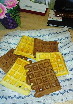 Csokis és vaníliás gofri recept fotója