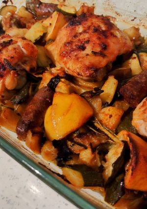 A picture of Easy chicken tray bake.