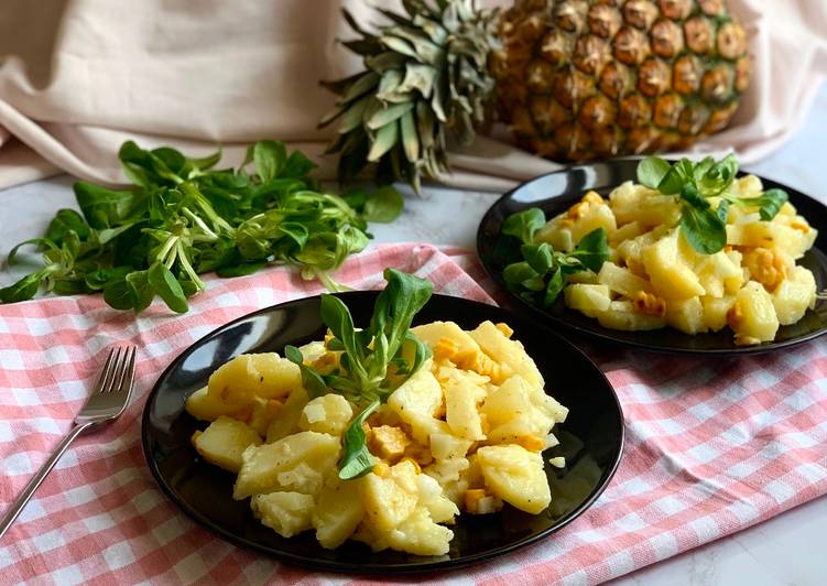 Wie Zubereiten Lecker Sommerlicher Kartoffelsalat mit Ananas