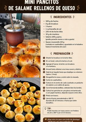 Una foto de Mini Pancitos de Salame Rellenos de Queso