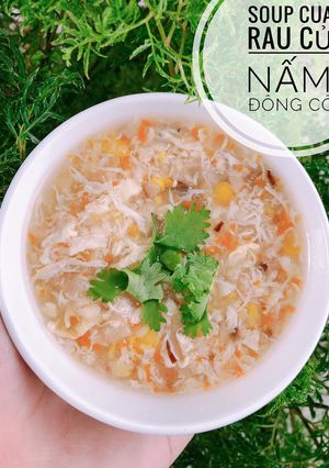 Hình của món Ăn dặm - Soup cua rau củ nấm đông cô.