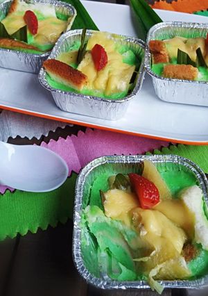 Foto resep Puding Roti Pelangi (kukus)