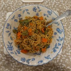 A picture of Satay noodles (vegan).