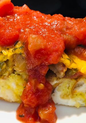 A picture of Bagel 🥯 Bacon 🥓 Egg 🥚 Casserole 🥘.