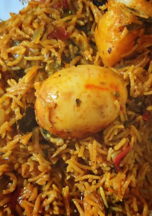 A picture of Egg biryani Restaurant style.