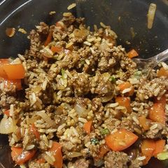 A picture of Simple ground beef and rice.