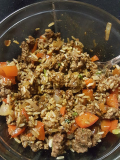 A picture of Simple ground beef and rice.