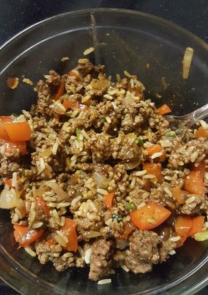A picture of Simple ground beef and rice.