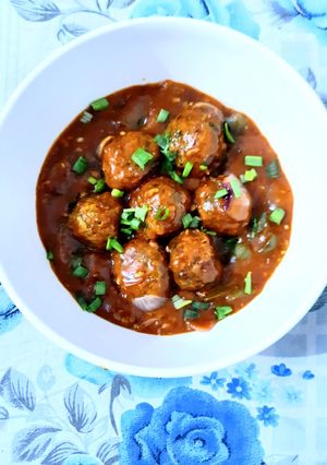 A picture of Veg Manchurian gravy.
