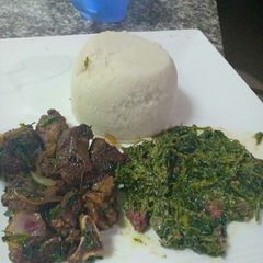 A picture of Ugali,managu and mbuzi fry#local food contest_nairobi west.