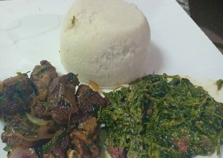 Recipe of Quick Ugali,managu and mbuzi fry#local food contest_nairobi west