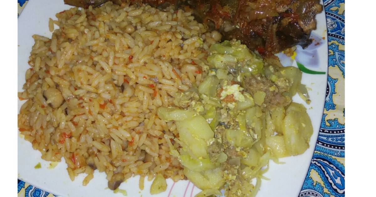Rice and beans jollof Recipe by hafsat tahir salga Cookpad