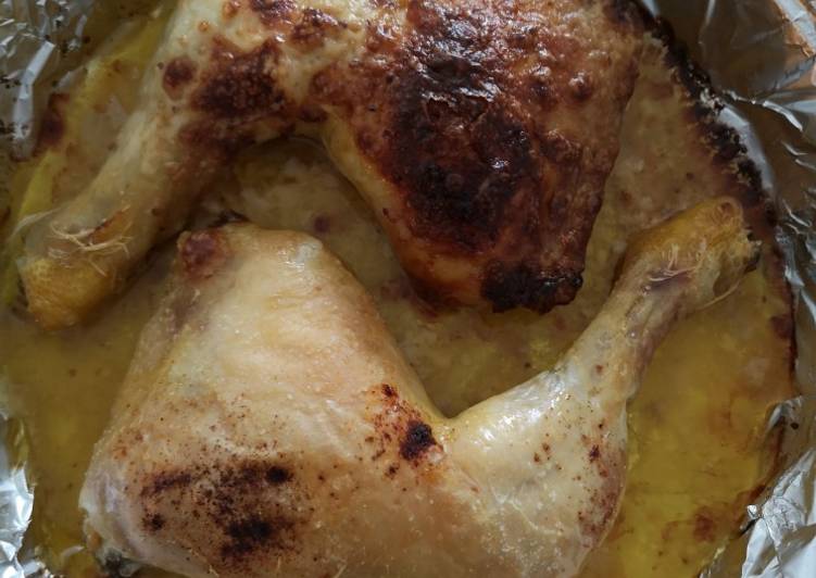 Recette Des Cuisses de poulet au four (nature &amp; sauce moutarde à l ancienne)