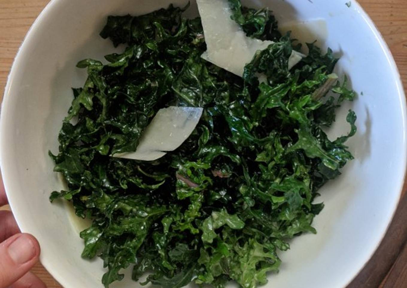 Red kale salad with lemon + Parmesan