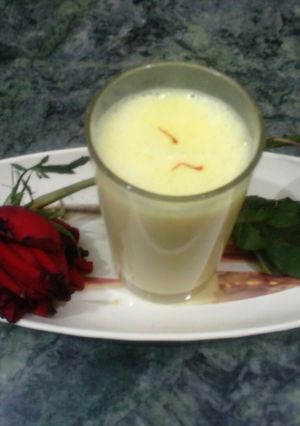 A picture of Keshariya badami milk..