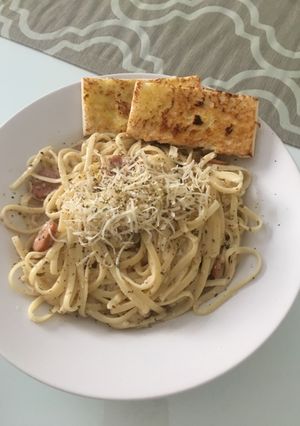 Foto resep Fettucini Carbonara Simpel Rumahan