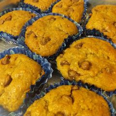 Banana chocolate chip muffins A picture of Banana chocolate chip muffins.