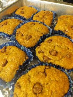 A picture of Banana chocolate chip muffins.