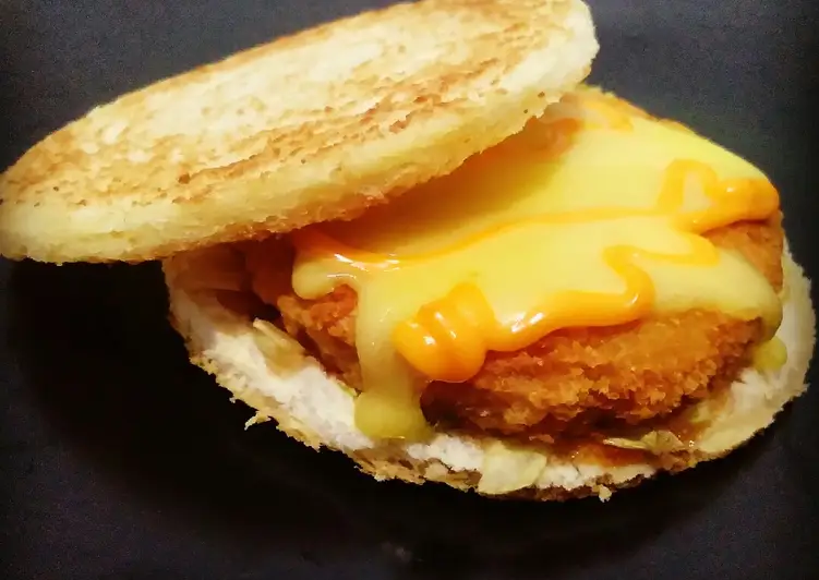 Resep Terbaru Burger roti tawar mozarella Sedap