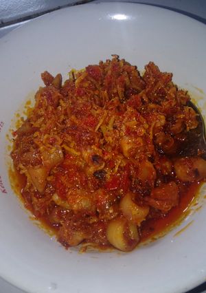 Foto resep Cumi asin + teri medan balado -els